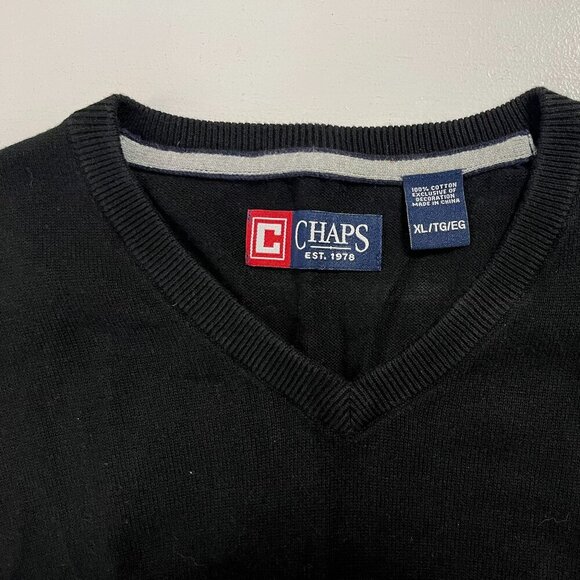 CHAPS Men's Black Cotton Sweater Vest - Size XL - Picture 2 of 4